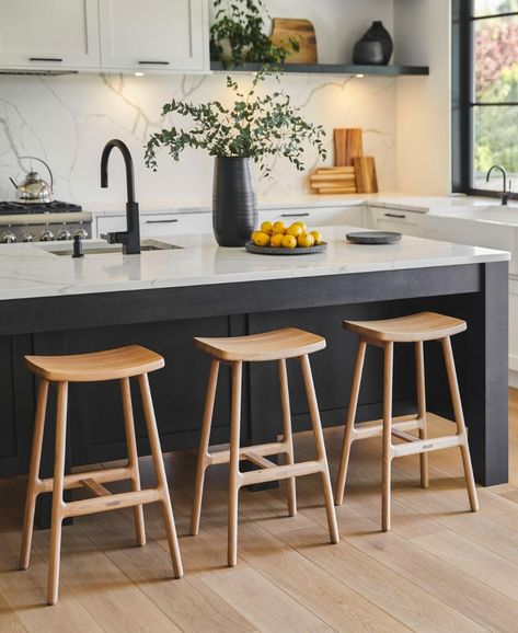 Chatting About Stools — A Buyer’s Guide | Articulate. Esse Stool Stool Kitchen Island, Bar Stools Backless, Kitchen Bench Stools, Bench Stools Kitchen, Counter Stool Ideas, Saddle Barstools In Kitchen, Bar Stools No Back, Island Kitchen Stools, Bar Stools Simple