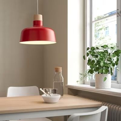 Pendant Lighting- Hanging Lights & Chandeliers - IKEA Hanging Light Lamp, Red Lamp, Side Lamps, Hanging Light Fixtures, Lamps Ceiling, Dining Room Lighting, Glass Chandelier, Ceiling Light Fixtures, Led Lampe