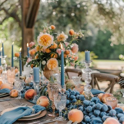 Blueberries or blue-osh grapes as decor?! Talk about pretty but potentially pricey! I'm hoping to do some experimentation on my own and with other vendors here with fruit as decor (and seeing how it can be done in more sustainable ways if possible). #wedutah #fruitasdecor #fruit #springwedding #summerwedding #weddingcolorpalette #weddingtrends Fresh Fruit Wedding Decor, Blueberry Wedding Decor, Wedding Fruit Decoration, Grape Wedding Decor, Fruit As Wedding Decor, Grapes Wedding Decor, Fruit On Table Wedding, Fruit On Wedding Tables, Fruit Decorations Wedding