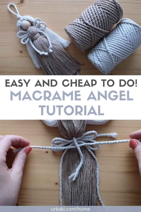 Macrame Christmas Angel Tutorial, Macrame Christmas Angel Diy, Macrame Fairy Tutorial, Macrame Quick Projects, Diy Macrame Angels, Diy Macrame Angel Ornament, Quick And Easy Macrame Projects, Easy Macrame Angel Tutorial, Angel Keychain Diy