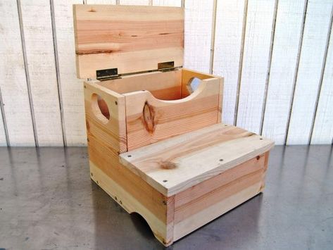 Woodworking Project: How to Build a Storage Step Stool for Kids | DIY Step Stool For Kids, Stool Woodworking Plans, Diy Carpentry, Advanced Woodworking Plans, Woodworking Kits, Step Stools, Woodworking Projects Furniture, Woodworking Bed, Woodworking Projects For Kids