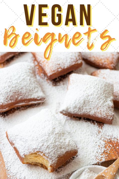 Vegan Beignets, Fried Dough Recipe, Beignet Recipe, Vegan Baking Recipes, Easy Vegan Dessert, Vegan Donuts, Vegan Bakery, Vegan Bread, Fried Dough