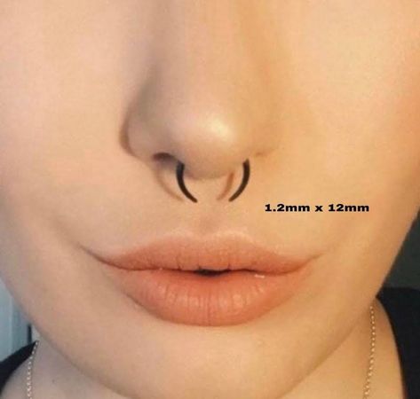 Black Septum, Stretched Septum, Feather Ear Cuff, Cute Nose Piercings, Nail Piercing, Nose Piercings, Leather Rivets, Face Chart, Gothic Vintage