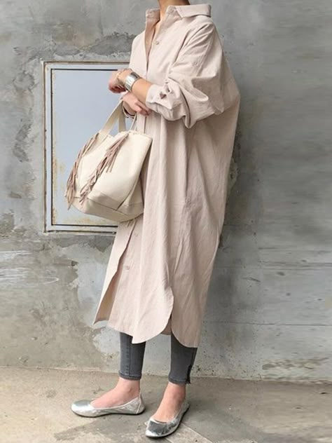 Style Bleu, Mode Tips, Cotton Shirt Dress, Cotton Long Sleeve Shirt, Polyester Dress, 가을 패션, Long Shirt, Primavera Estate, Womens Fall