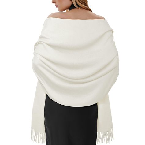 PRICES MAY VARY. Warm Soft: This shawl wraps for women is made of a smooth and strong fabric that is very soft; The womens shawl winter warm has a subtle gloss and beautiful classic fringe, making pashmina scarf a versatile piece to add to your wardrobe Large Size: The scarf for women is total length 81"(75" + 3"fringes each side), width 28"; The pashmina shawl can be worn as shawls on the shoulder to increase the sense of fashion, and can used as a womens scarf in winter to resist the cold Vari Winter Bridesmaids Shawl, Bridesmaid Winter, White Pashmina, Evening Dresses Wedding, Winter Bridesmaids, Shawl Winter, Bridesmaid Shawl, Wedding Party Bridesmaid, Womens Scarf