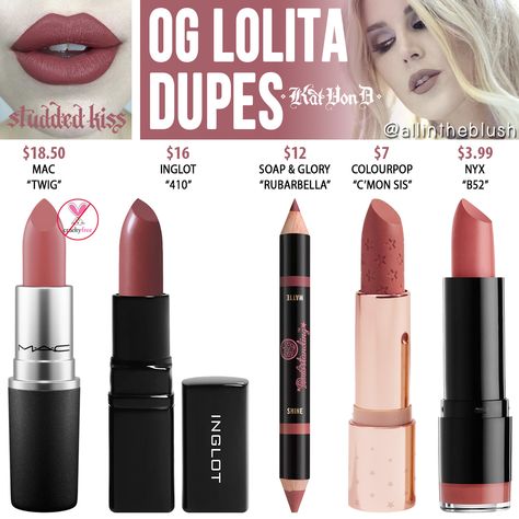 I have another Kat Von D Beauty dupe to share with all of you today! The next shade up on the dupe list is “OG... Colourpop Lipstick, Lip Combos, Kiss Lipstick, Make Up Tutorials, Makeup Supplies, Creme Lipstick, Jaclyn Hill, Lipstick Swatches, Makeup Swatches