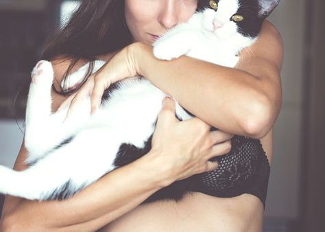 The Budget Guide To Having A Grown-Woman’s Lingerie Collection Cat Hug, Brunette Woman, Cat Names, Cat Health, Cat Scratching, Long Distance Relationship, Cute Kittens, Cat Owners, Crazy Cat Lady