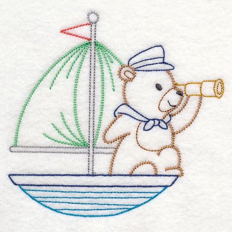 Traveling Teddy, Embroidery Theme, Library Embroidery, Towel Embroidery Designs, Embroidery Designs Baby, Embroidery Stitches Beginner, Towel Embroidery, Enjoy The Journey, Patchwork Quilt Patterns