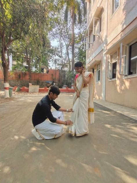 Onam Couple Photoshoot, Onam Couple Photos, Farewell Couple Pictures, Foods Diabetics Should Avoid, Desi Love, Saree Poses, Bff Photoshoot Poses, Friend Poses Photography, Blood Sugar Control