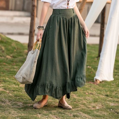 Prairie Skirt Outfit, Plus Size Long Skirt, Linen Long Skirt, Long Wool Skirt, Dark Grey Skirt, Sew Clothing, Skirt Linen, Skirt A Line, Green Circle