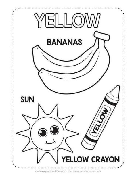 Yellow Coloring Page, Learning Colors Preschool, Bobbie Goods Coloring Pages, Bobbie Goods Coloring, Preschool Color Activities, Color Worksheets For Preschool, Worksheet For Preschool, Toddler Lessons, Kindergarten Songs