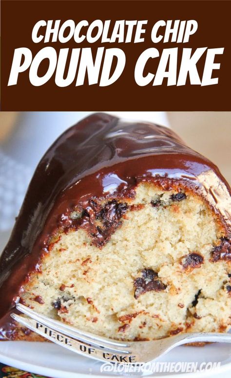 This delicious and easy pound cake recipe creates a moist pound cake with an outstanding texture, and it's topped with a decadent chocolate glaze. Such an easy to make dessert that everyone loves. #cake #poundcake #bundtcake #chocolate #chocolatechip #dessert #recipes #baking #lftorecipes Chocolate Chip Pound Cake, Chocolate Chip Bundt Cake, Easy Pound Cake, Pound Cake Recipes Easy, Moist Pound Cake, Make Dessert, Pound Cake Recipe, Recipes Baking, Easy To Make Desserts