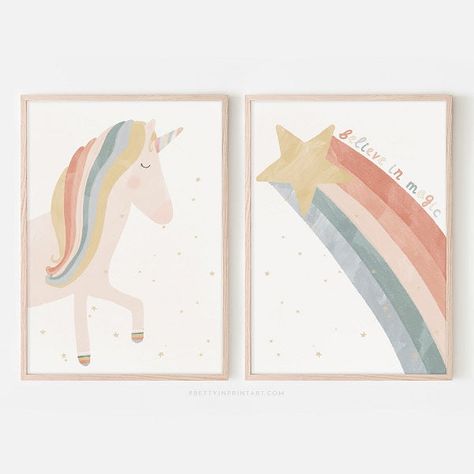 Star Poster, Safari Art, Unicorn Wall Art, Magic Quotes, Unicorn Wall, Poster Hanger, Unicorn Print, Picture Hangers, Pink Unicorn