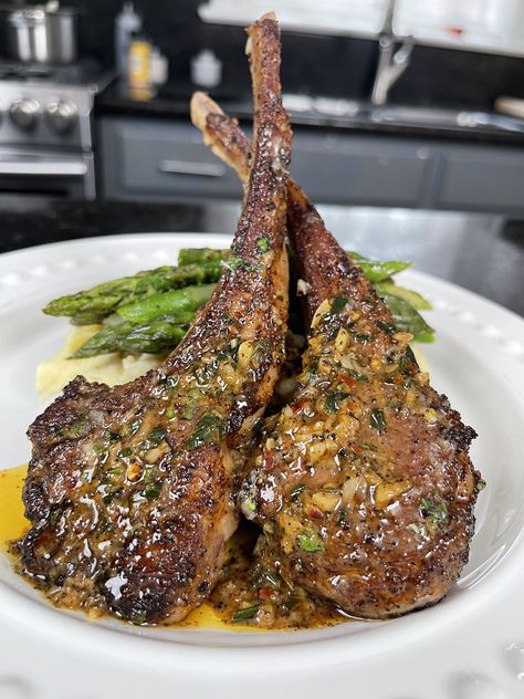 Matt Price (Mr. Make It Happen) on Twitter: "Lemon Garlic Butter Lamb Chops https://t.co/M6gkik3qZN" / Twitter Garlic Butter Lamb Chops, Cook Lamb Chops, Seared Lamb Chops, Garlic Lamb Chops, Butter Lamb, Meal Diet Plan, Mr Make It Happen, Cook Lamb, Lamb Chop Recipes