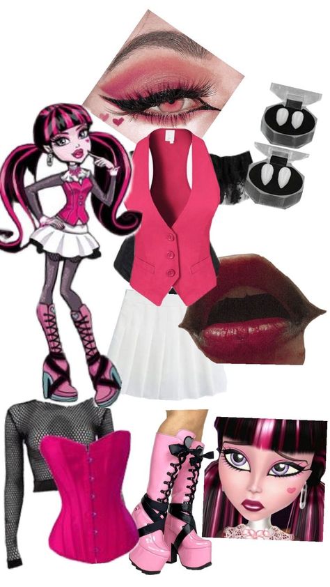 Draculaura Halloween Costume, Draculaura Halloween, Draculaura Aesthetic Outfit, Draculaura Costume, Monster High Halloween Costumes, Monster High Halloween, Monster High Cosplay, Dracula Costume, Monster High Costume