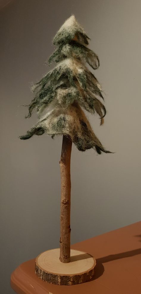 Rustic Felt Christmas Trees, Wool Felted Christmas Tree, Felt Winter Trees, Wet Felted Christmas Decorations, Felted Wool Christmas Trees, Needle Felt Christmas Tree, Needle Felting Christmas Tree, Needle Felt Tree, Needle Felted Trees