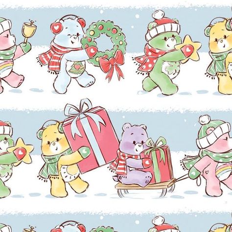 544 likes, 3 comments - carebearsbaby on December 22, 2021: "This holiday pattern of the Care Bears off to celebrate Christmas can be found above in our *Wallpapers* story. Make sure your phone looks cute and festive this holiday season! ♥️🎄✨ #Carebears #carebearsbaby #carebearsbabyart #carebearart #babyart #christmaswishes #christmas #funshine #funshinebear #goodluck #goodluckbear #cheer #cheerbear #share #sharebear #gifts #star #wreath #sled #babychristmas #baby #snow #hats #scarfs #presents Carebears Christmas Wallpaper, Christmas Care Bear, Carebear Wallpapers, Wallpaper For Winter, Care Bear Christmas, Pink Christmas Iphone Wallpaper, Care Bears Christmas, Bears Wallpaper, Care Bear Party