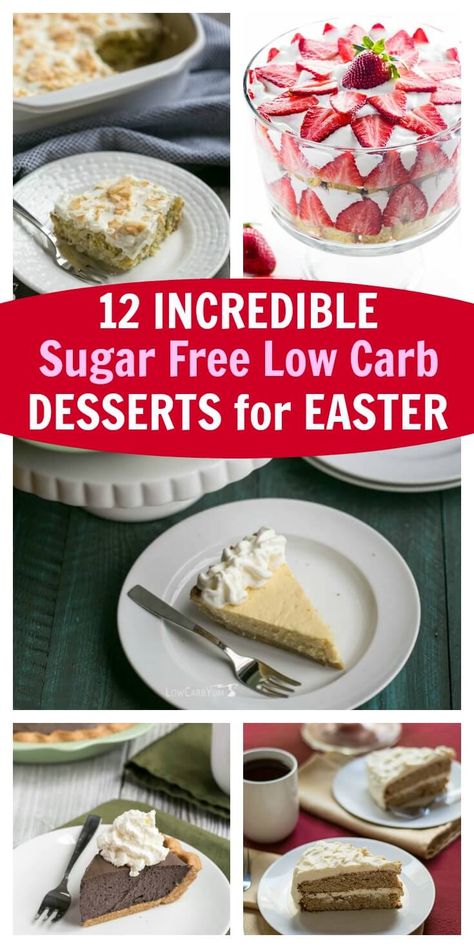 12 incredible sugar free low carb desserts for Easter that your family will love! Gluten free keto snacks. Low Calorie Easter Desserts, Desserts For Easter, Sugar Free Low Carb Desserts, Diet Sweets, Pudding Chia, Low Sugar Desserts, Healthier Sweets, Keto Treats, Ketogenic Desserts