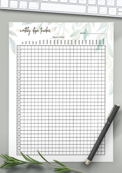 Steps Tracker Printable Free, Bujo Step Tracker, Free Printable Step Tracker, Work Out Tracker Free Printable, Daily Steps Tracker, Step Tracker Printable, Step Tracker, World Of Printables, Steps Tracker