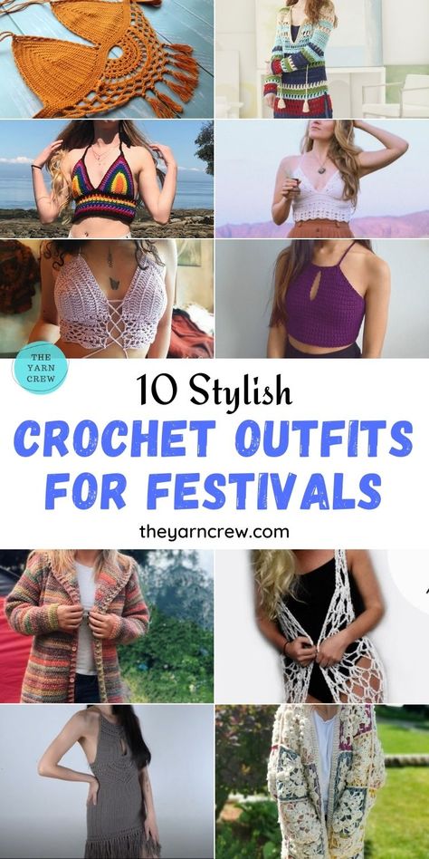 Crochet Festival Outfit Pattern Free, Festival Crochet Outfit, Crochet Coachella, Crochet Festival Top, Festival Coats, Crochet Outfits, Crochet Festival, Festival Attire, Crochet Hoodie