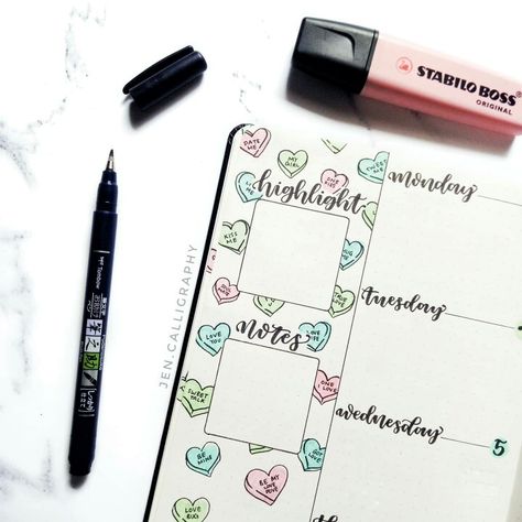 Valentine Bujo Theme, Valentines Bujo, Black Bujo, 2024 Journaling, February Bujo, Bujo 2023, 2024 Bujo, Valentine Day Week, Journal Weekly Spread