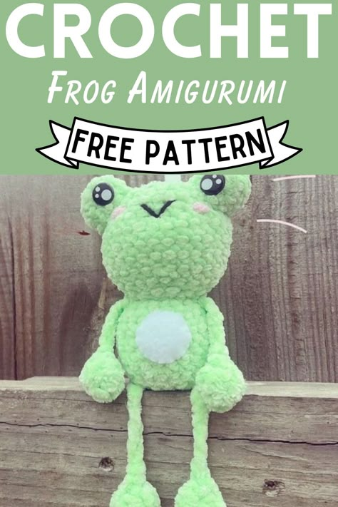 Crochet Frog Amigurumi Free Pattern Crochet Animals Free Patterns Chunky Yarn, Giant Frog Crochet Pattern Free, Chunky Frog Crochet Pattern Free, Crochet Frog Plushie Pattern Free, Free Leggy Frog Crochet Pattern, Funny Things To Crochet, Free Frog Crochet Pattern, Simple Amigurumi Pattern Free, Leggy Froggy Crochet Pattern Free