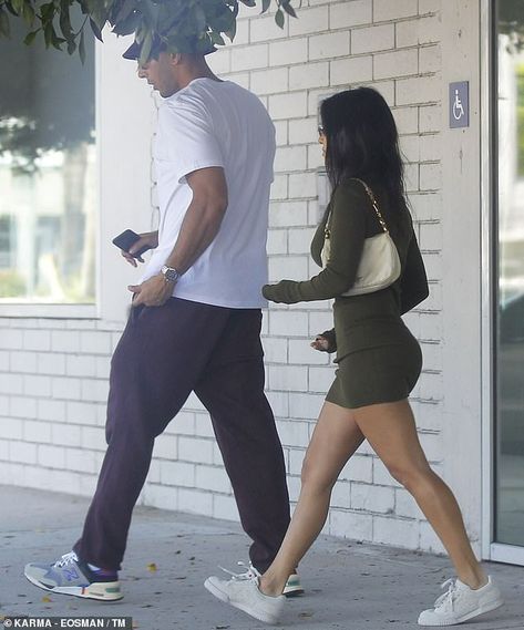 Kourtney Kardashian EXCLUSIVE: Reality star, 40, is back together with Younes Bendjima, 26, Euro Outfits, Kardashian Style Casual, Kourtney Kardashian 2018, Younes Bendjima, Kardashian Dresses, Casual Maternity Outfits, Dress And Sneakers Outfit, Estilo Kardashian, Kourtney Kardashian Style