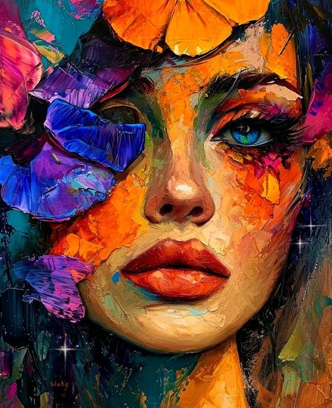 Beauty Bouquet, Acrylic Portrait Painting, Painting Graffiti, Nostalgia Art, Face Artwork, Abstract Portrait Painting, Eyes Artwork, Portraiture Painting, Female Art Painting