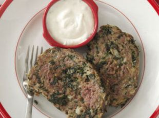 Gyro Meat Loaf with Tzatziki Sauce Recipe Gyro Meatloaf, Greek Meatloaf, Greek Meat, Cucumber Sauce, Tzatziki Sauce Recipe, Ground Lamb, Tzatziki Sauce, Chopped Spinach, Vegetable Drinks