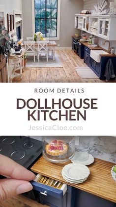 Farmhouse Dollhouse, Doll House Kitchen, Dollhouse Miniatures Kitchen, Dollhouse Miniature Tutorials, Doll House Plans, Dollhouse Projects, Dollhouse Miniatures Diy, Dolls House Interiors, Barbie Doll House