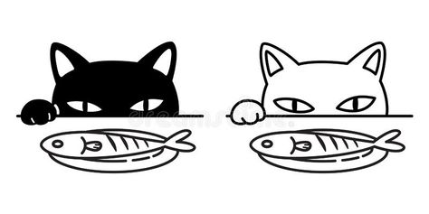 Cat vector icon logo paw fish black kitten calico food cartoon character illustration doodle vector illustration Kitten Calico, Cartoon Character Illustration, Black Kittens, Paw Logo, Pet Market, Fish Icon, Cat Cookies, Food Cartoon, Illustration Doodle