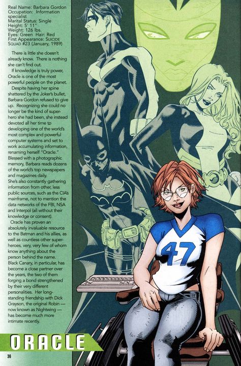 A blog dedicated to all your favorite moments Barbara Gordon Oracle, Barbara Gordon Batgirl, Nightwing And Batgirl, Comic Book Costumes, The Birds Of Prey, What Do You Hear, Book Costumes, Dc Justice League, Bad Man