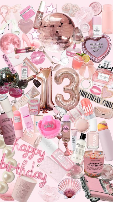 #13birthday #pinkaesthethic #pastelpink #birthdaygirl #13thbday #13 13 Birthday Picture Ideas, 14th Birthday Party Ideas, Birthday Sleepover Ideas, Sweet Sixteen Birthday Party Ideas, Thirteenth Birthday, Vintage Birthday Cakes, Happy 13th Birthday, Birthday Collage, Cute Birthday Ideas