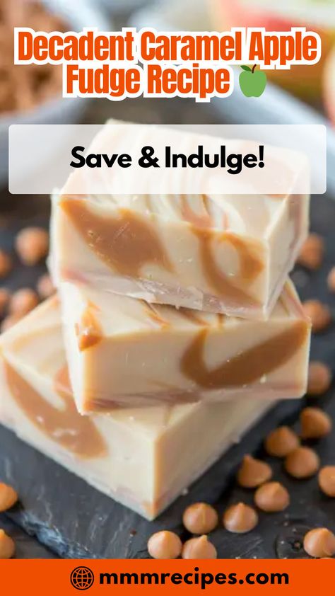 This Caramel Apple Fudge is the ultimate treat for caramel lovers! Rich, creamy, and bursting with apple flavor, it's perfect for fall or any time you crave something sweet. You’ll love the smooth texture and irresistible taste. Save this pin and indulge in homemade fudge heaven! Homemade Cheese Danish Recipe, Caramel Apple Fudge, Carmel Fudge, Apple Fudge, White Chocolate Tart, Cheese Danish Recipe, Caramel Apples Easy, Homemade Fudge Recipes, How To Melt Caramel