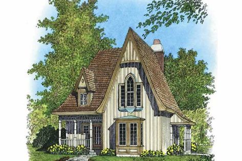 Gothic Revival House Plans, Gothic Tiny House, Gothic Revival Cottage, Gothic Victorian House, Cottage Floor Plan, Gothic Cottage, Gothic Revival House, Small Cottage House Plans, Victorian House Plans