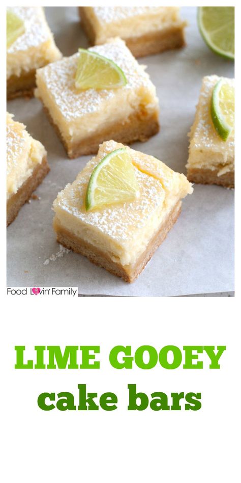 Delicious and easy lime gooey cake bars are the perfect springtime dessert! Gooey Butter Cake Bars, Margarita Bars, Butter Cake Bars, Ooey Gooey Butter Cake, Spring Time Desserts, Desserts Summer, Gooey Cake, Margarita Bar, Gooey Butter Cake