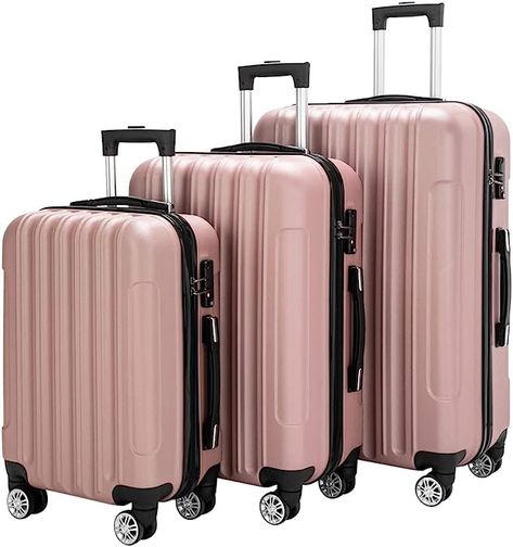 Portable Lightweight ABS Luggages for Travel, Business - Rose Gold (20/24/28) Travel Luggage Set, Suitcase Storage, Viral Products, 3 Piece Luggage Set, Spinner Luggage Sets, Wedding Shopping, Travel Necessities, Spinner Suitcase, Hat Bag