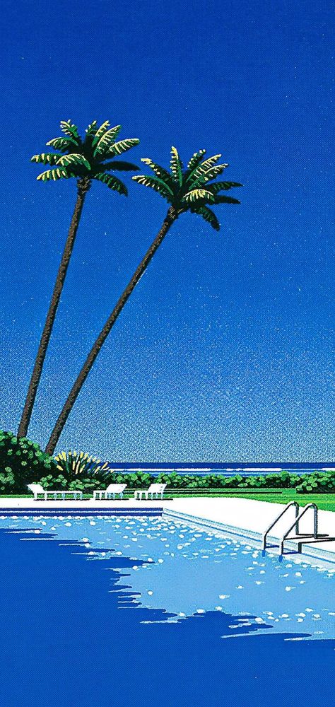 Hiroshi Nagai Wallpaper Iphone, 1980s Aesthetic Wallpaper, Hiroshi Nagai Wallpaper, Japanese Aesthetic Wallpaper, Paintings Wallpaper, Michael Sowa, Hiroshi Nagai, Vaporwave Wallpaper, Vaporwave Art