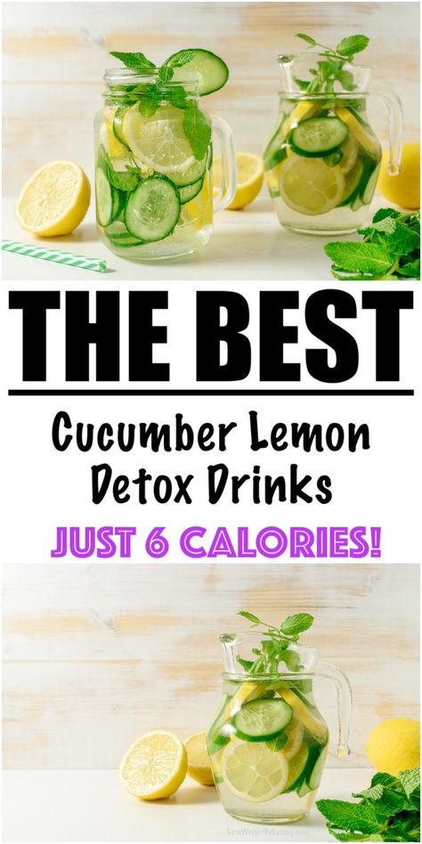 Cucumber Lemon Water for Weight Loss {HOMEMADE DETOX DRINKS} Cucumber Lemon Mint Water Recipe, Cucumber Lemon Water Recipe, Lemon Mint Water, Cucumber Infused Water, Lemon Water Recipe, Lemon Water Health Benefits, Cucumber Lemon Water, Lemon Water Before Bed, Lemon Juice Benefits