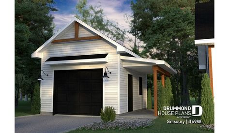 Single Car Detached Garage, Detached Garage Designs, Renovation Plan, Garage Plans Detached, Plan Garage, Backyard Garage, Garage Guest House, 1 Car Garage, Drummond House Plans