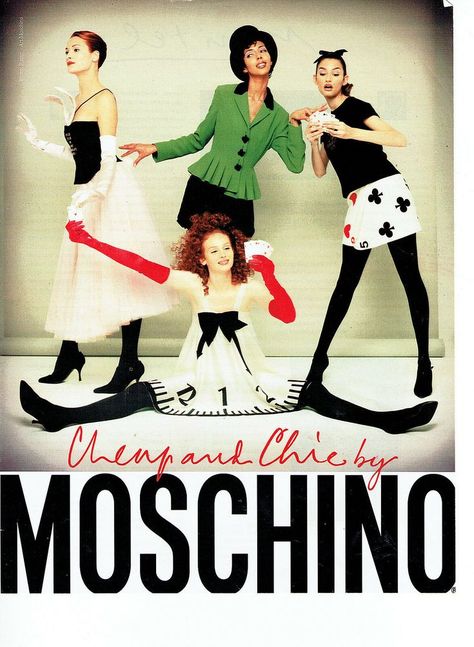 MOSCHINO CHEAP CHIC PUBLICITE ADVERTISING 1995 PHOTO: PLATON Moschino Ad Campaign, Cheap And Chic Moschino, Moschino Cake, Advertising Major, Dollette Core, Clothing Ads, Leigh Bowery, Moschino Vintage, Los Angeles Vintage