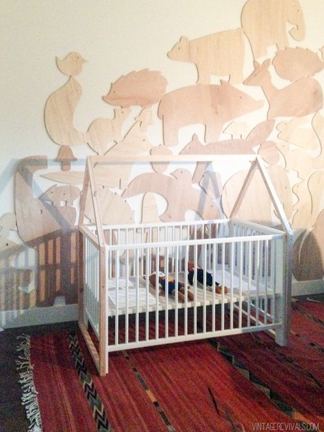 Vintage Revivals | $20 Tiny House IKEA Crib Hack Gulliver Ikea, Ikea Crib Hack, Cardboard Tv, Ikea Crib, Nursery Hacks, Ikea Baby, Nursery Paint Colors, Baby Crib Diy, Nursery Layout