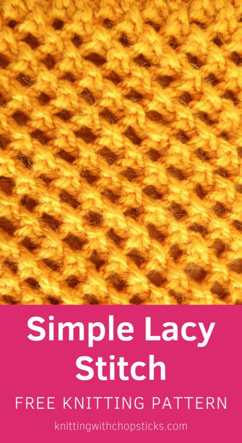 The Simple Lacy Stitch Knit Stitch Pattern | Knitting with Chopsticks Lace Knitting Stitches, Knitting Patterns Free Blanket, Lace Knitting Patterns, Pattern Knitting, Baby Blanket Knitting Pattern, Knitted Wit, Easy Knitting Patterns, Blanket Knitting Patterns, Knit Stitch Patterns