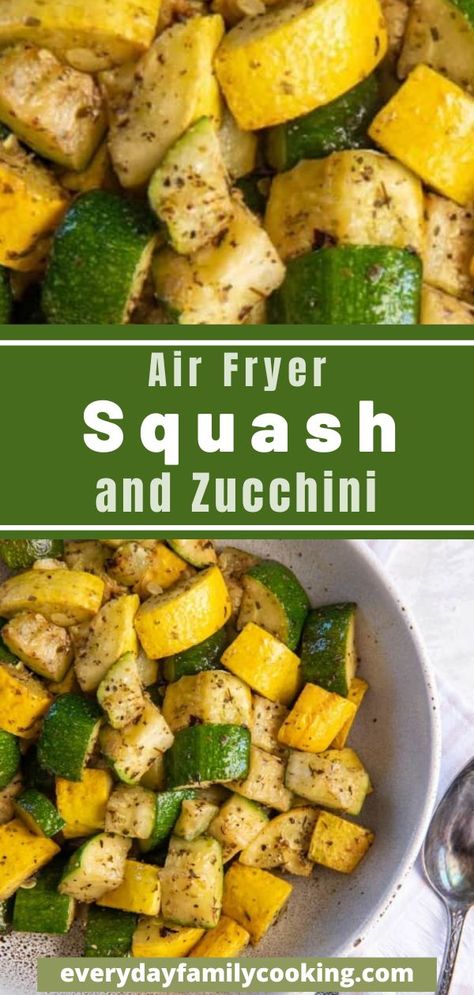 Air fryer squash and zucchini are cut into delicious bite-sized pieces and seasoned to perfection! Perfect to serve as a healthy side or as the base for your main course. Air Fryer Squash And Zucchini, Air Fryer Squash, Foods To Lower Cholesterol, Zucchini Side Dish, Zucchini Side Dish Recipes, Squash And Zucchini, Zucchini Side Dishes, To Lower Cholesterol, Squash Zucchini