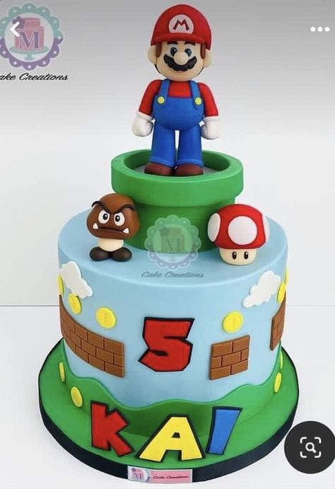 Super Mario Toad Birthday Cake, Super Mario Single Tier Cake, Fondant Super Mario, One Tier Mario Cake, Mario Simple Cake, Mario Fondant Cake, Super Mario Theme Cake, Super Mario Cake Birthday Easy, Mario Brothers Birthday Party Ideas Cake