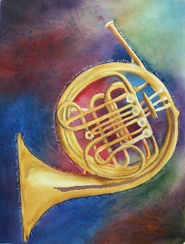 French Horn Painting, Music Paintings, French Horns, Woodwind Instruments, Bass Clarinet, Beautiful Landscape Photography, Music Painting, Band Kid, Brass Art