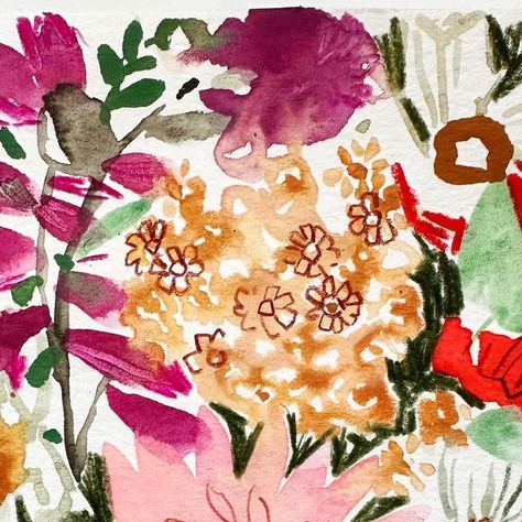 Victoria Johnson | Artist🌸Designer🌸Teacher. on Instagram: "Very quick abstract floral painting, using home-made mish mash of watercolours and gouache and watercolor pencils.  I love doing these. I always start with photo ref then go off into my own thing. Think this would look nice as fabric?  . #abstractfloralart  #flowerpainting  #loosewatercolorflorals" Victoria Johnson, Gouache And Watercolor, Abstract Floral Paintings, Abstract Floral Art, Mish Mash, Go Off, Watercolor Pencils, Abstract Floral, Floral Painting