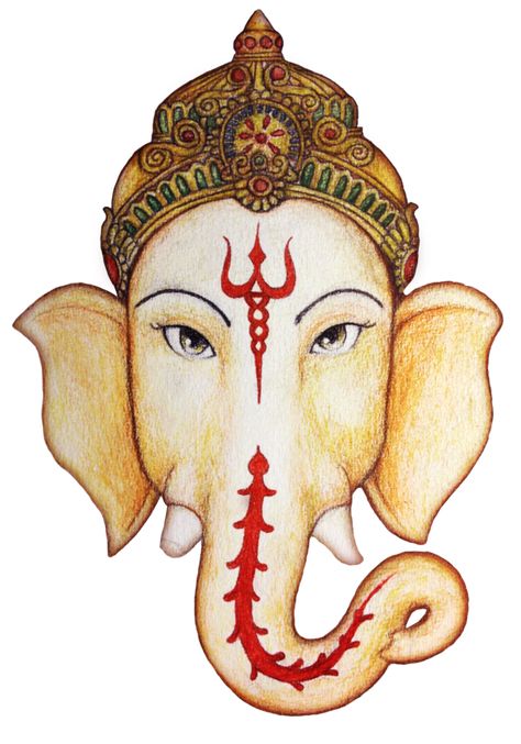 My interest for coloured pencils has grown again and as a first serious attempt I drew Ganesha. Disclaimer: I know basically nothing about Hinduism or Indian mythology. I drew Ganesha simply becaus... About Hinduism, Arte Ganesha, Ganesha Sketch, Eyes Sketch, Ganesha Drawing, Indian Mythology, Ganesh Art Paintings, Lord Ganesha Paintings, Ganesh Art