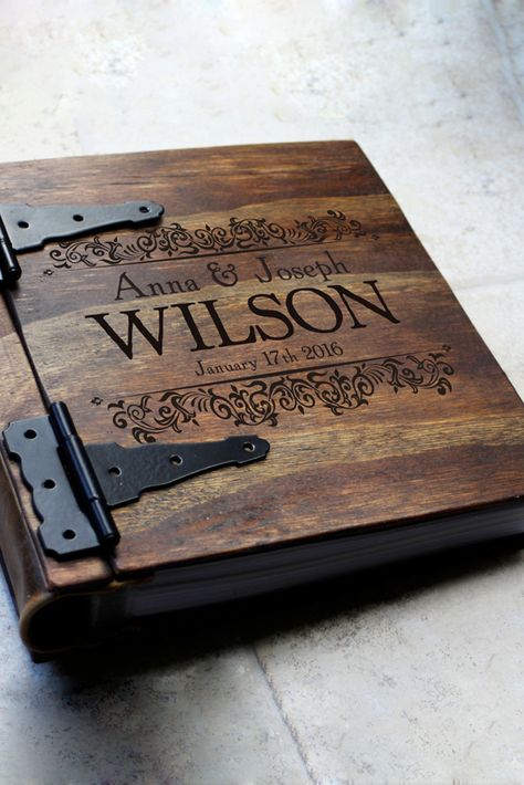 Woods Wedding Photos, Photo Album Wedding Guest Book, Anniversary Gifts For Her, Wood Guest Book Wedding, Wood Anniversary, Wood Guest Book, Wood Book, Wooden Books, Wedding Photo Albums