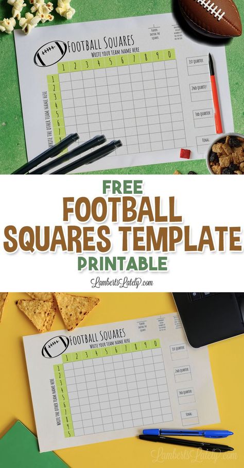 free football squares template printable. Fun Football Games, Football Squares Template, Superbowl Squares, Football Squares, Game With Friends, Football Board, Nfl Football Games, House Wife, Free Football